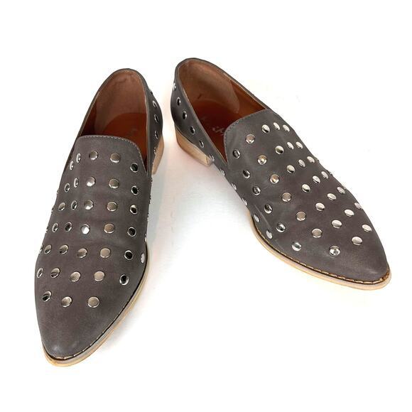 Miim Anthropologie Studded Scottie Loafers‎ US 10 Gray Punk Glam Slip On Flats - Picture 2 of 13